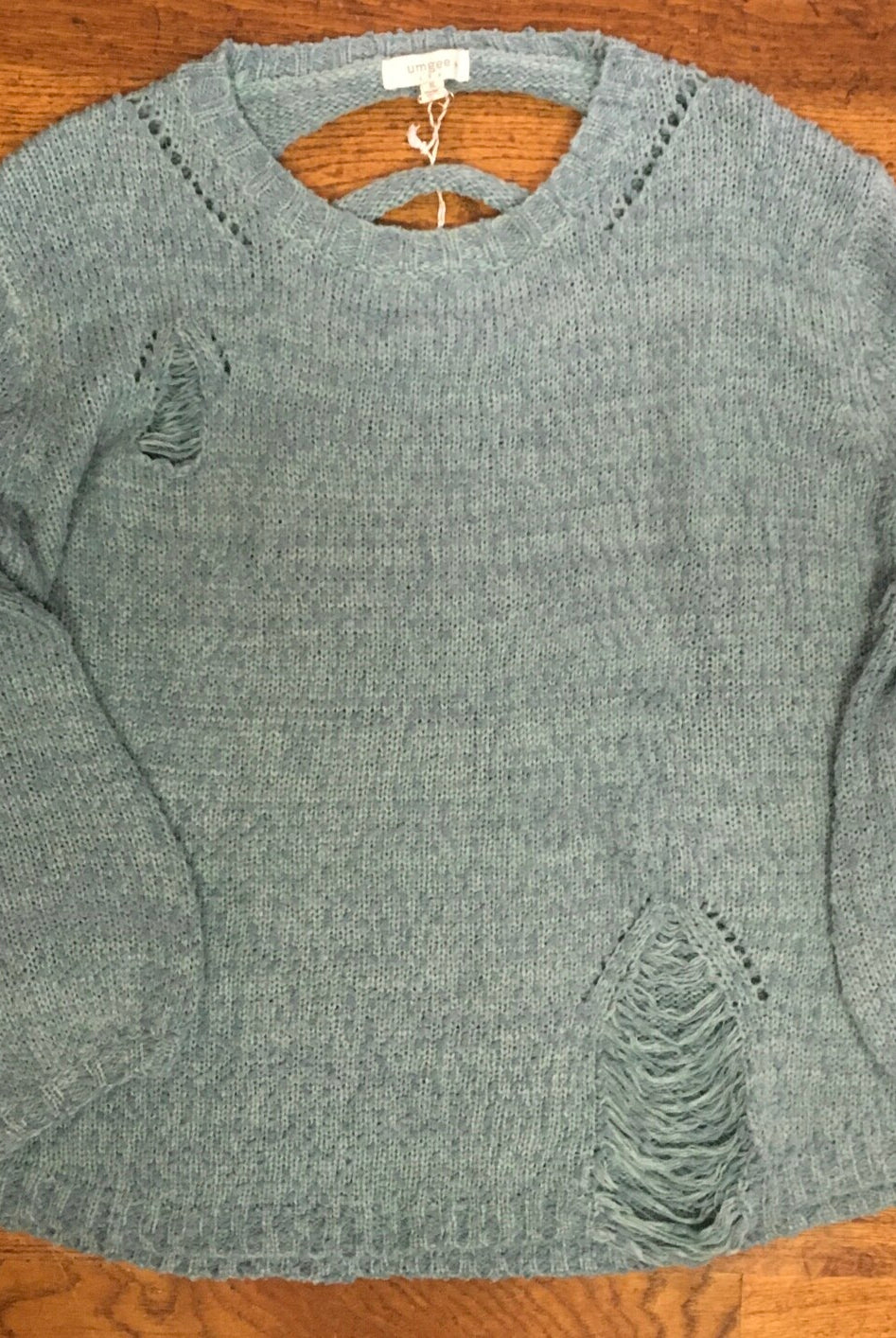 Umgee Dusty Mint Distressed Plus Sweater-Curvy/Plus Tops-Umgee-Deja Nu Boutique, Women's Fashion Boutique in Lampasas, Texas