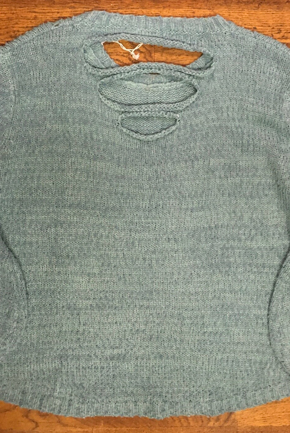 Umgee Dusty Mint Distressed Plus Sweater-Curvy/Plus Tops-Umgee-Deja Nu Boutique, Women's Fashion Boutique in Lampasas, Texas