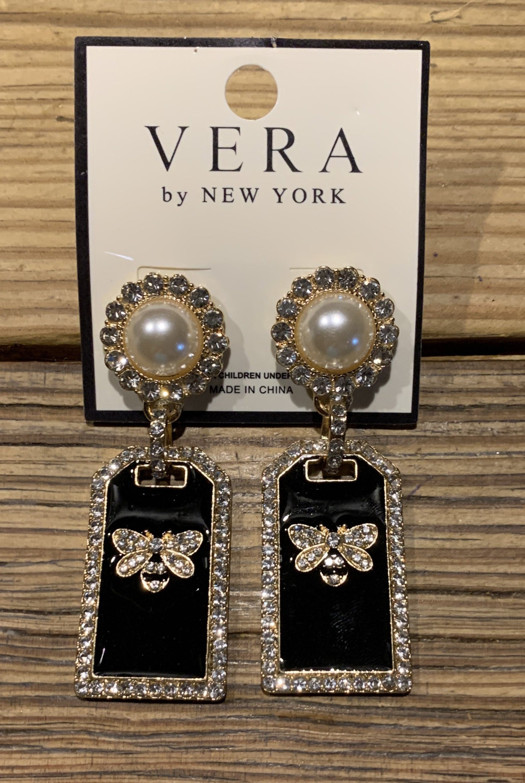 Vera Pearl And Bee Drop Earrings-Earrings-Vera by New York-Deja Nu Boutique, Women's Fashion Boutique in Lampasas, Texas