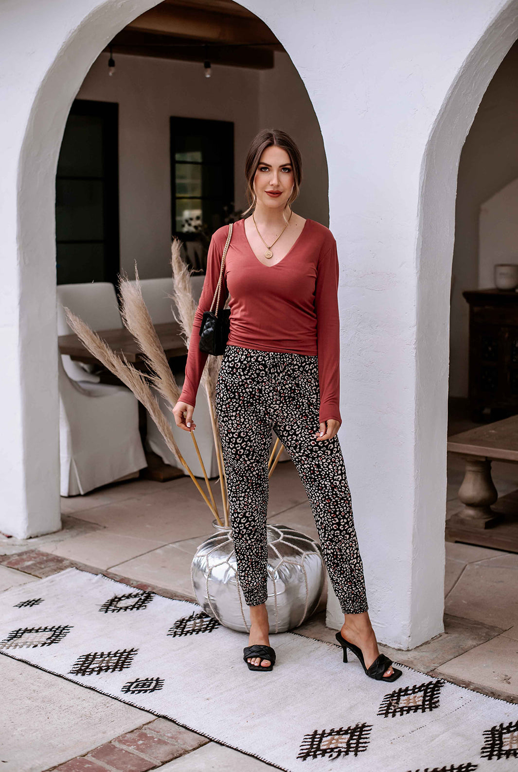 Veronica M Double Lined V-Neck Top In Marsala Modal-Tops-Veronica M-Deja Nu Boutique, Women's Fashion Boutique in Lampasas, Texas