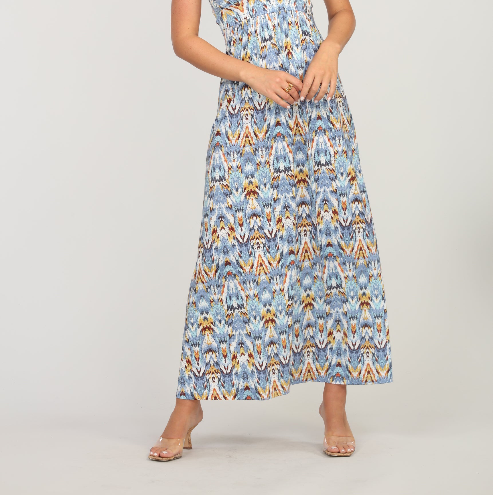 Veronica M Katryna V Neck Sleeveless Flora Maxi Dress-Maxi Dresses-Veronica M-Deja Nu Boutique, Women's Fashion Boutique in Lampasas, Texas