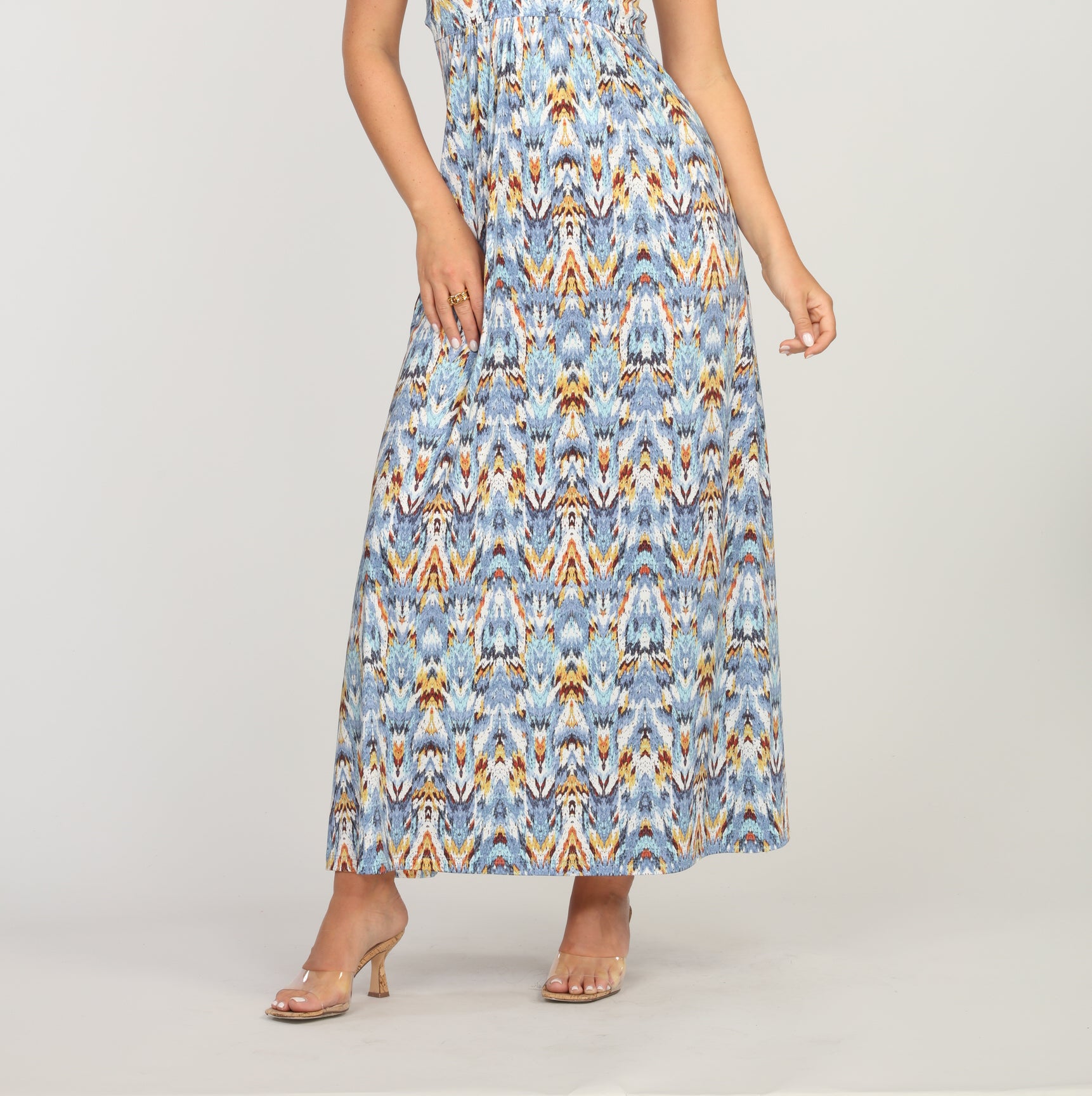 Veronica M Katryna V Neck Sleeveless Flora Maxi Dress-Maxi Dresses-Veronica M-Deja Nu Boutique, Women's Fashion Boutique in Lampasas, Texas