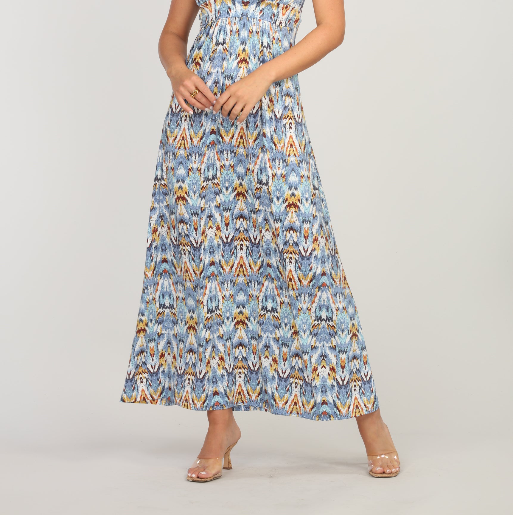 Veronica M Katryna V Neck Sleeveless Flora Maxi Dress-Maxi Dresses-Veronica M-Deja Nu Boutique, Women's Fashion Boutique in Lampasas, Texas
