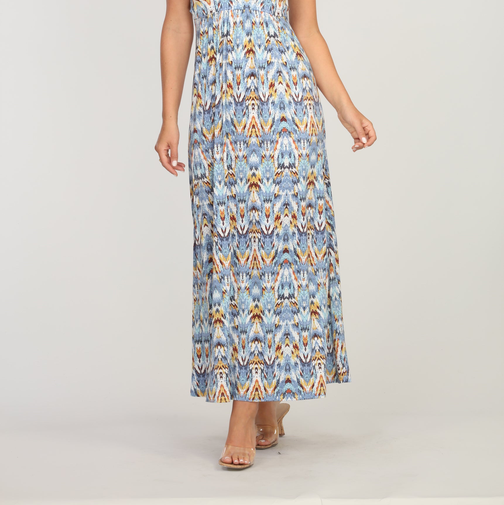 Veronica M Katryna V Neck Sleeveless Flora Maxi Dress-Maxi Dresses-Veronica M-Deja Nu Boutique, Women's Fashion Boutique in Lampasas, Texas
