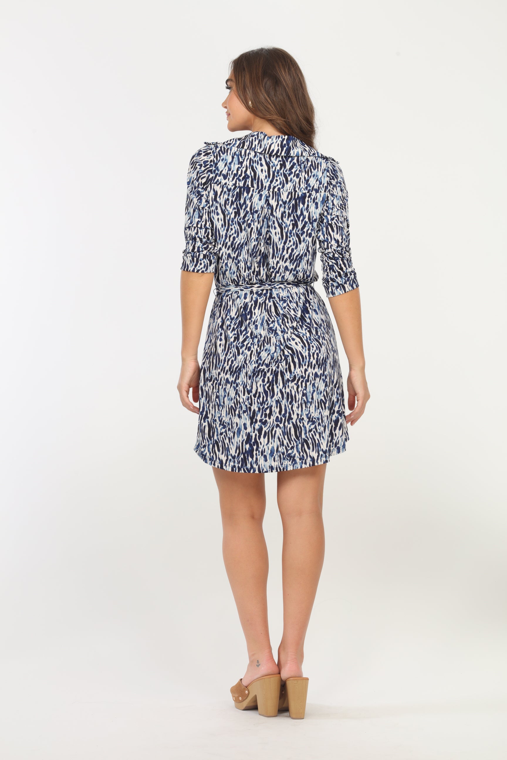 Veronica M Livia Ity Shirt Dress In Blue-Short Dresses-Veronica M-Deja Nu Boutique, Women's Fashion Boutique in Lampasas, Texas