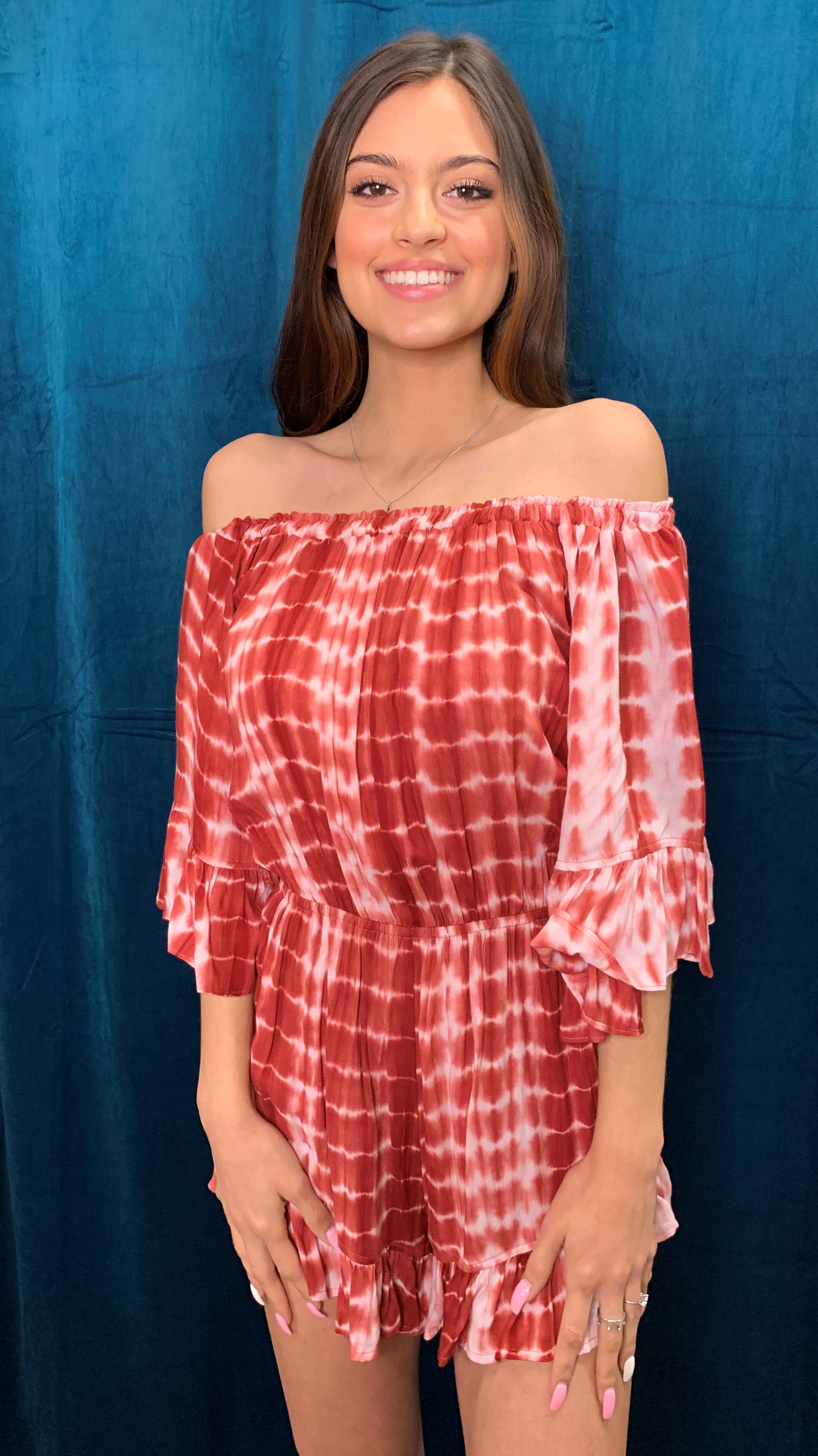 ee:some Terra Cotta Bell Sleeve Romper-Rompers & Jumpsuits-ee:some-Deja Nu Boutique, Women's Fashion Boutique in Lampasas, Texas