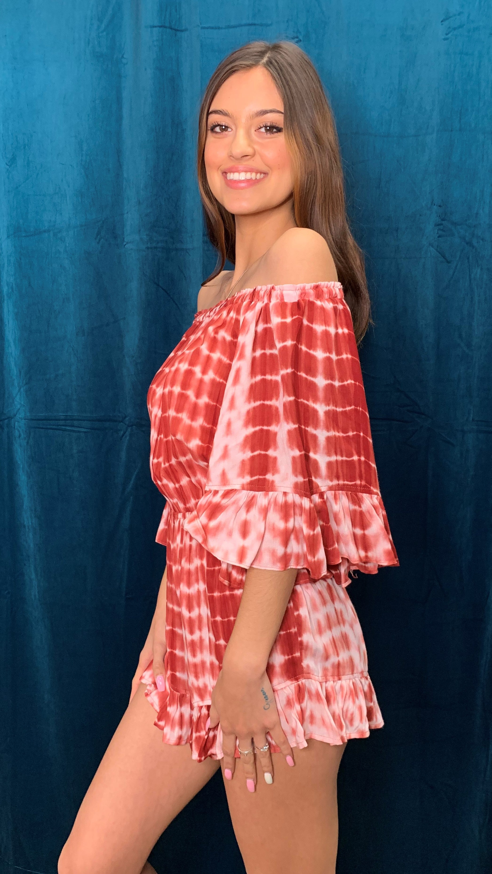 ee:some Terra Cotta Bell Sleeve Romper-Rompers & Jumpsuits-ee:some-Deja Nu Boutique, Women's Fashion Boutique in Lampasas, Texas