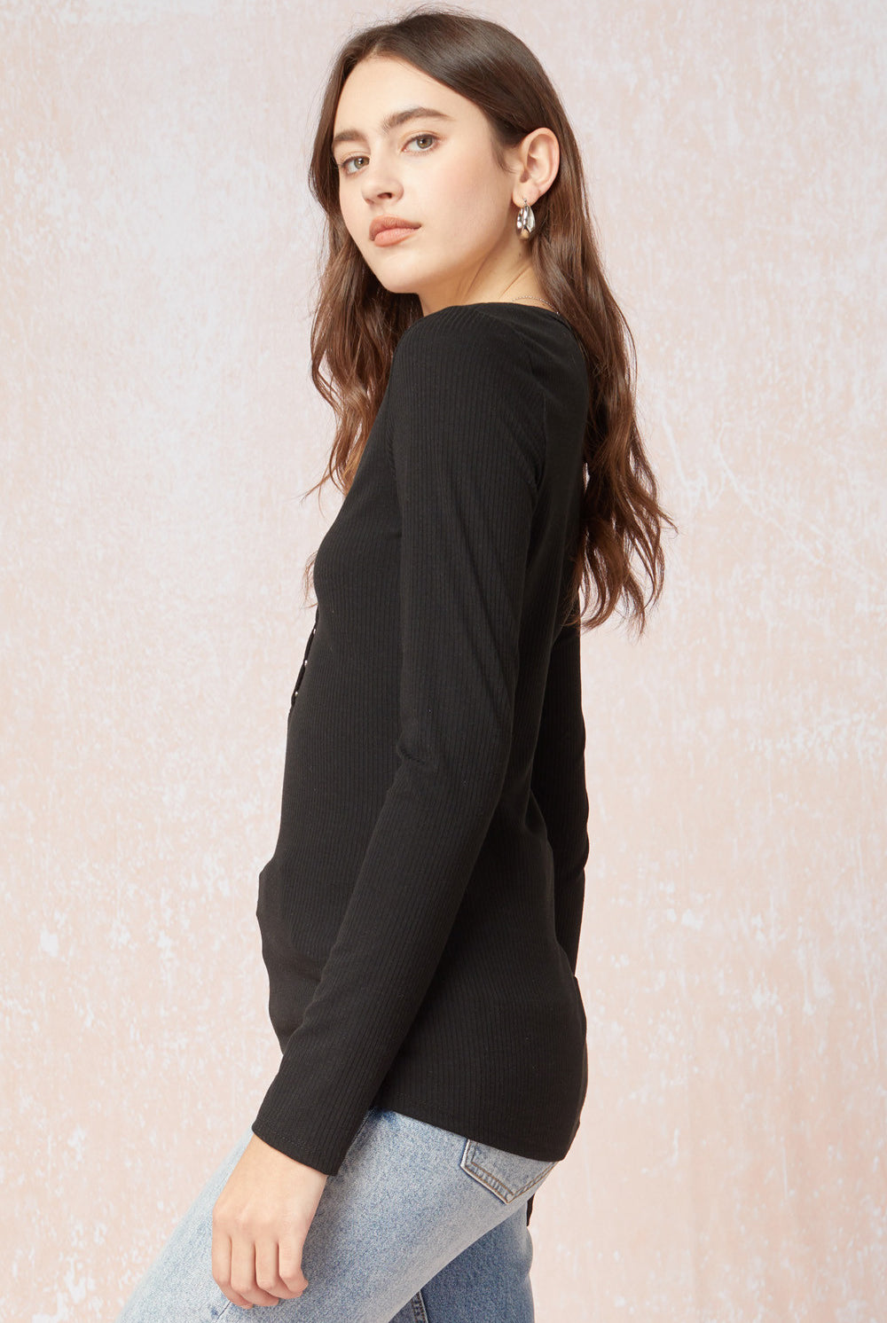 Entro Snap Front Long Sleeve Tee - Three Colors-Long Sleeves-Entro-Deja Nu Boutique, Women's Fashion Boutique in Lampasas, Texas