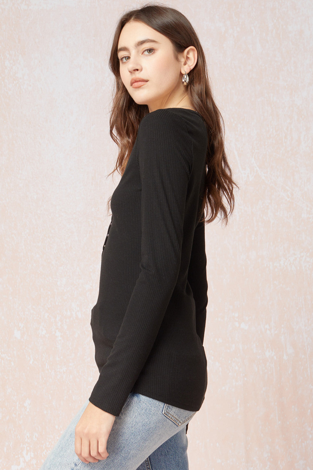 Entro Snap Front Long Sleeve Tee - Three Colors-Long Sleeves-Entro-Deja Nu Boutique, Women's Fashion Boutique in Lampasas, Texas