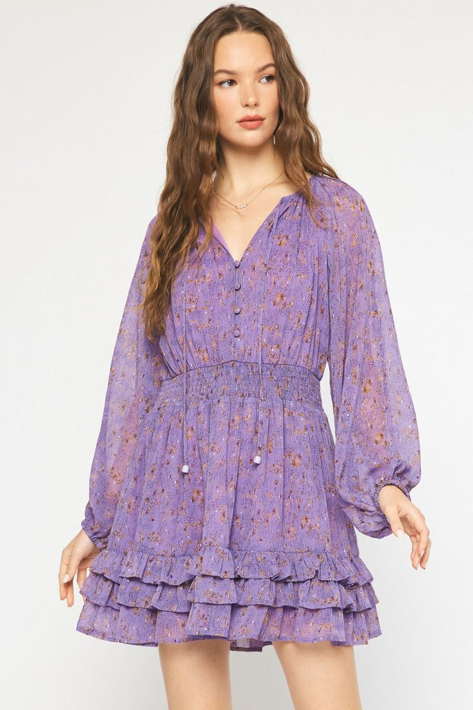 Purple Floral Print Dress | Deja Nu Boutique