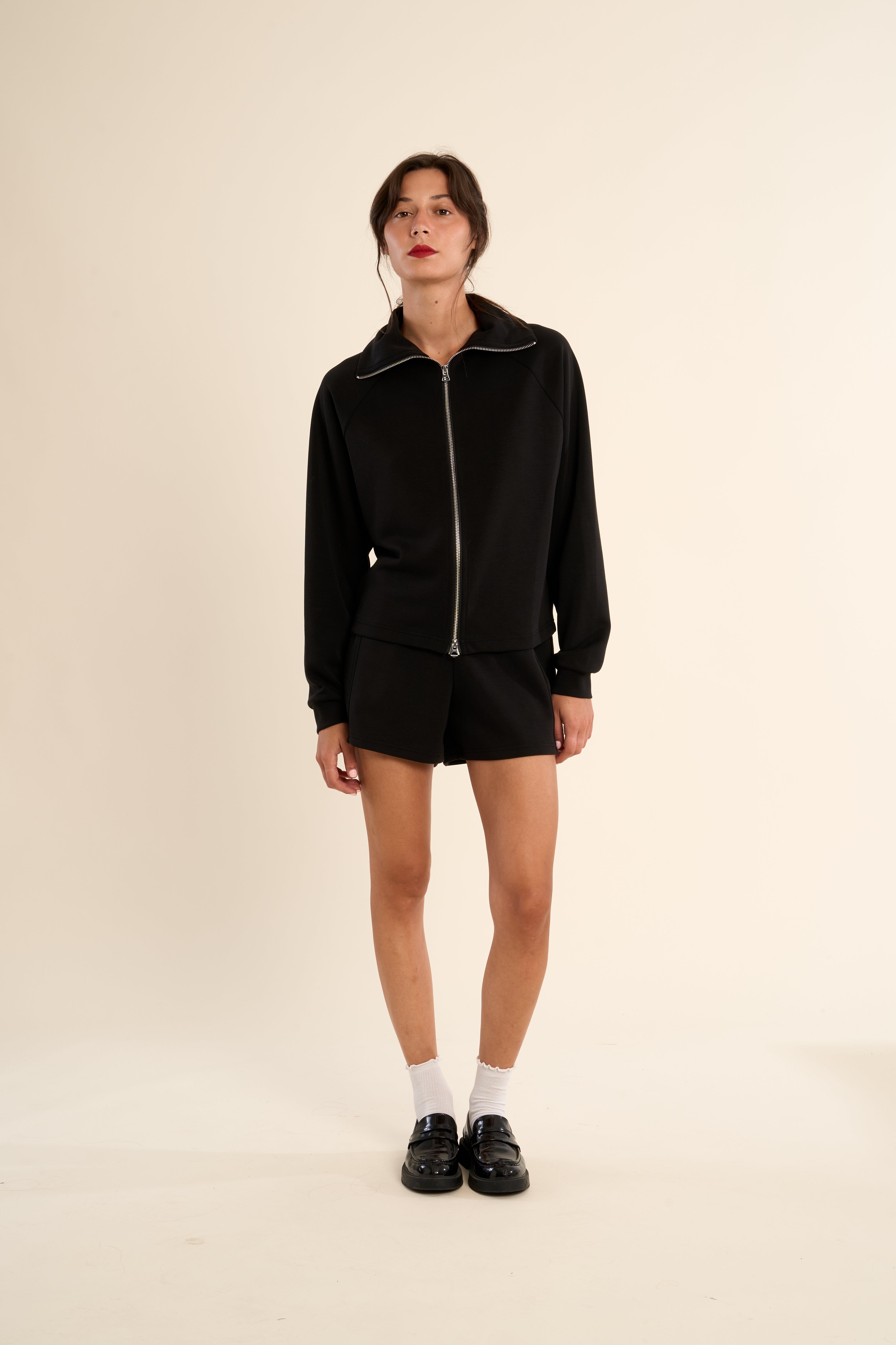 Molly Bracken Gabrielle Dora Black Zip Front Sport Jacket-Jackets-Gabrielle-Deja Nu Boutique, Women's Fashion Boutique in Lampasas, Texas