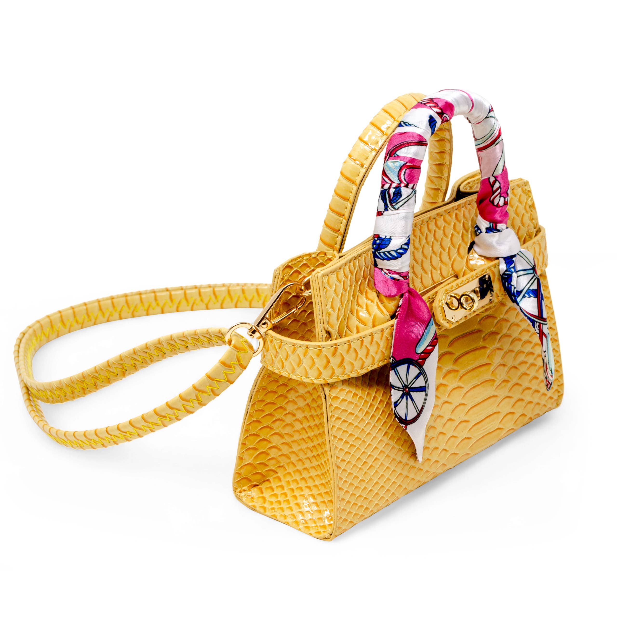 Tiny Treats and ZOMI GEMS Vivid Crocodile Scarf Handbag in Yellow-Kids Handbag-Tiny Treats and ZOMI GEMS-Deja Nu Boutique, Women's Fashion Boutique in Lampasas, Texas