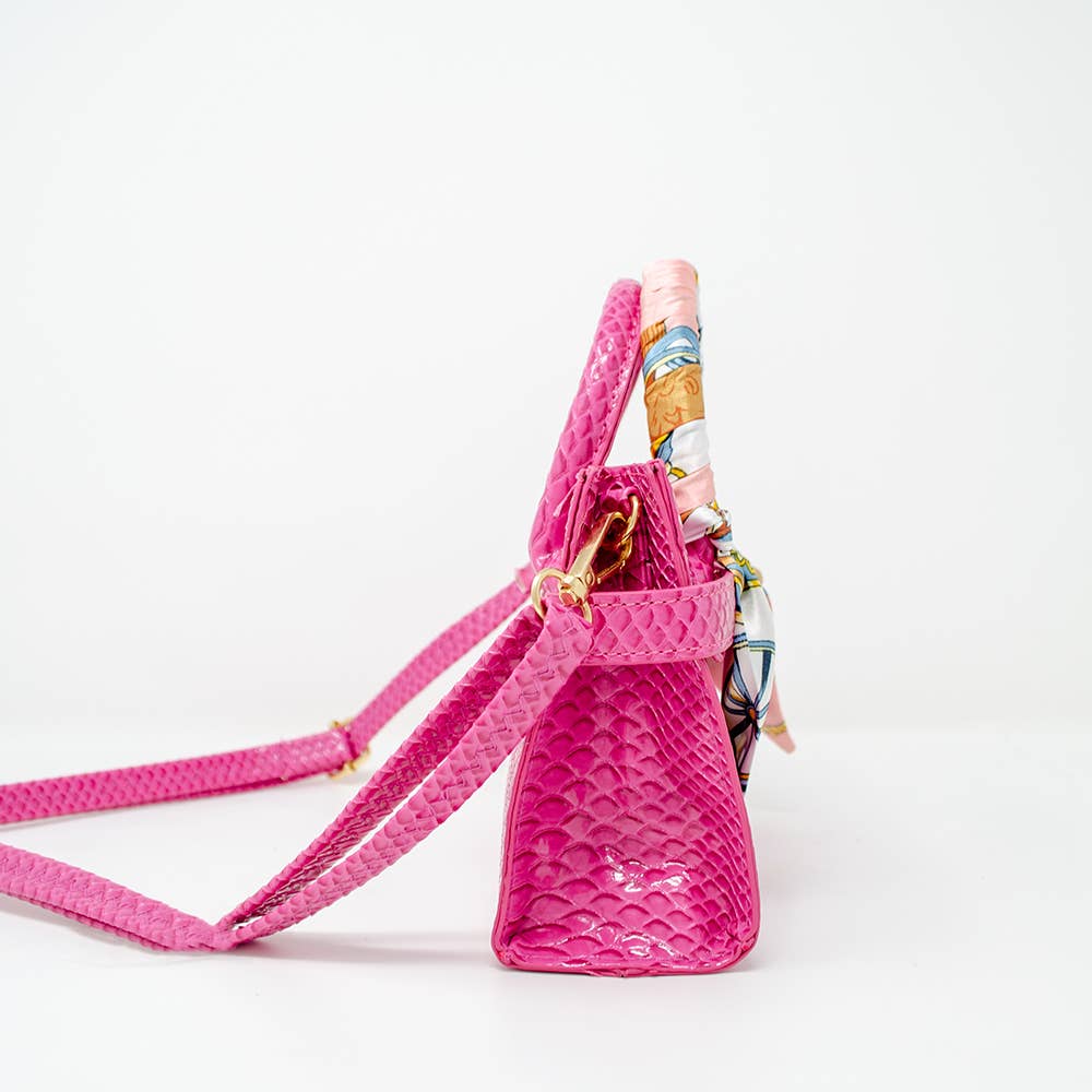 Tiny Treats and ZOMI GEMS Crocodile Scarf Handbag in Hot Pink-Kids Handbag-Tiny Treats and ZOMI GEMS-Deja Nu Boutique, Women's Fashion Boutique in Lampasas, Texas