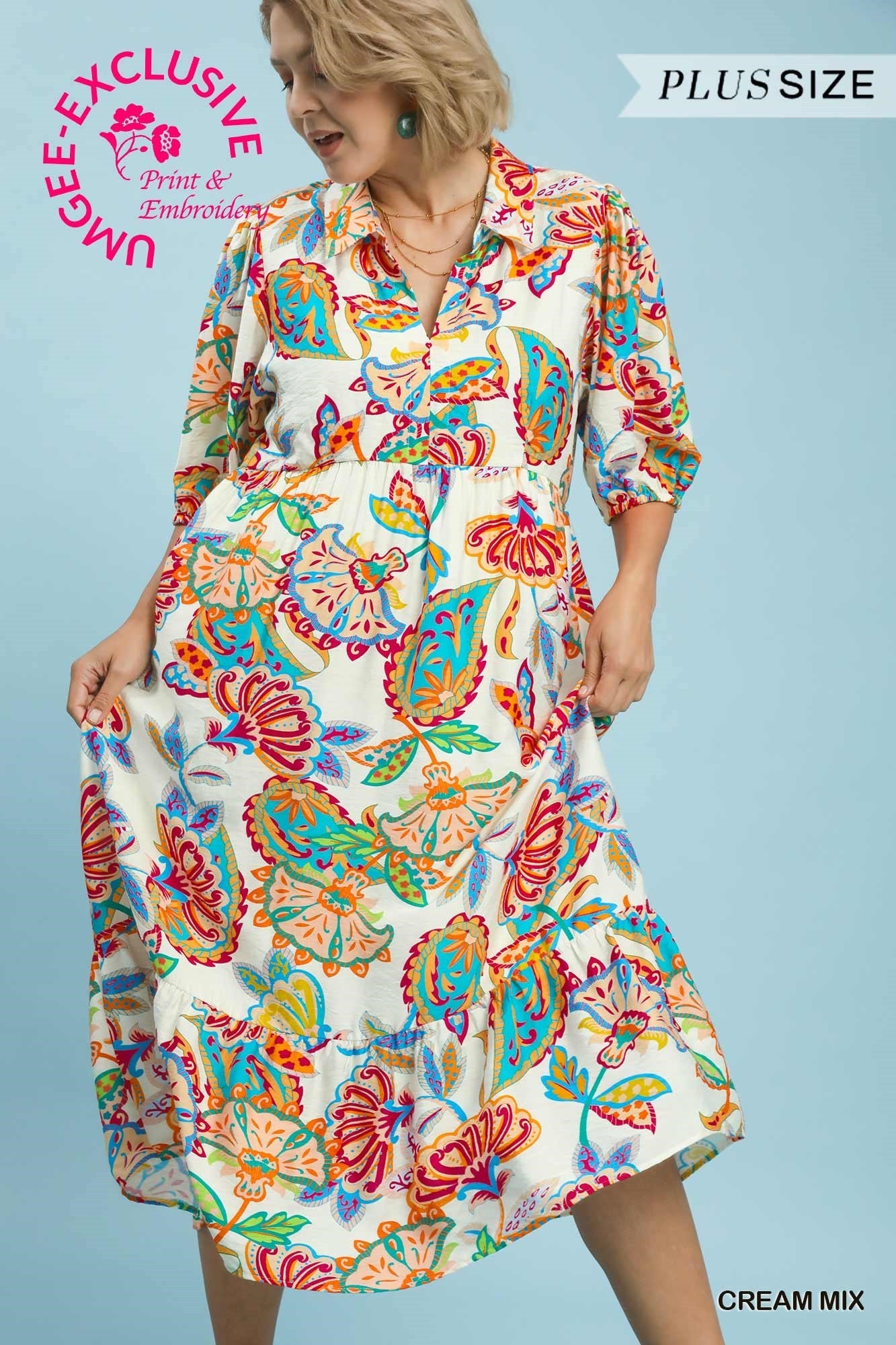 Umgee Mix Paisley Print Maxi Dress-Curvy/Plus Maxi Dresses-Umgee-Deja Nu Boutique, Women's Fashion Boutique in Lampasas, Texas