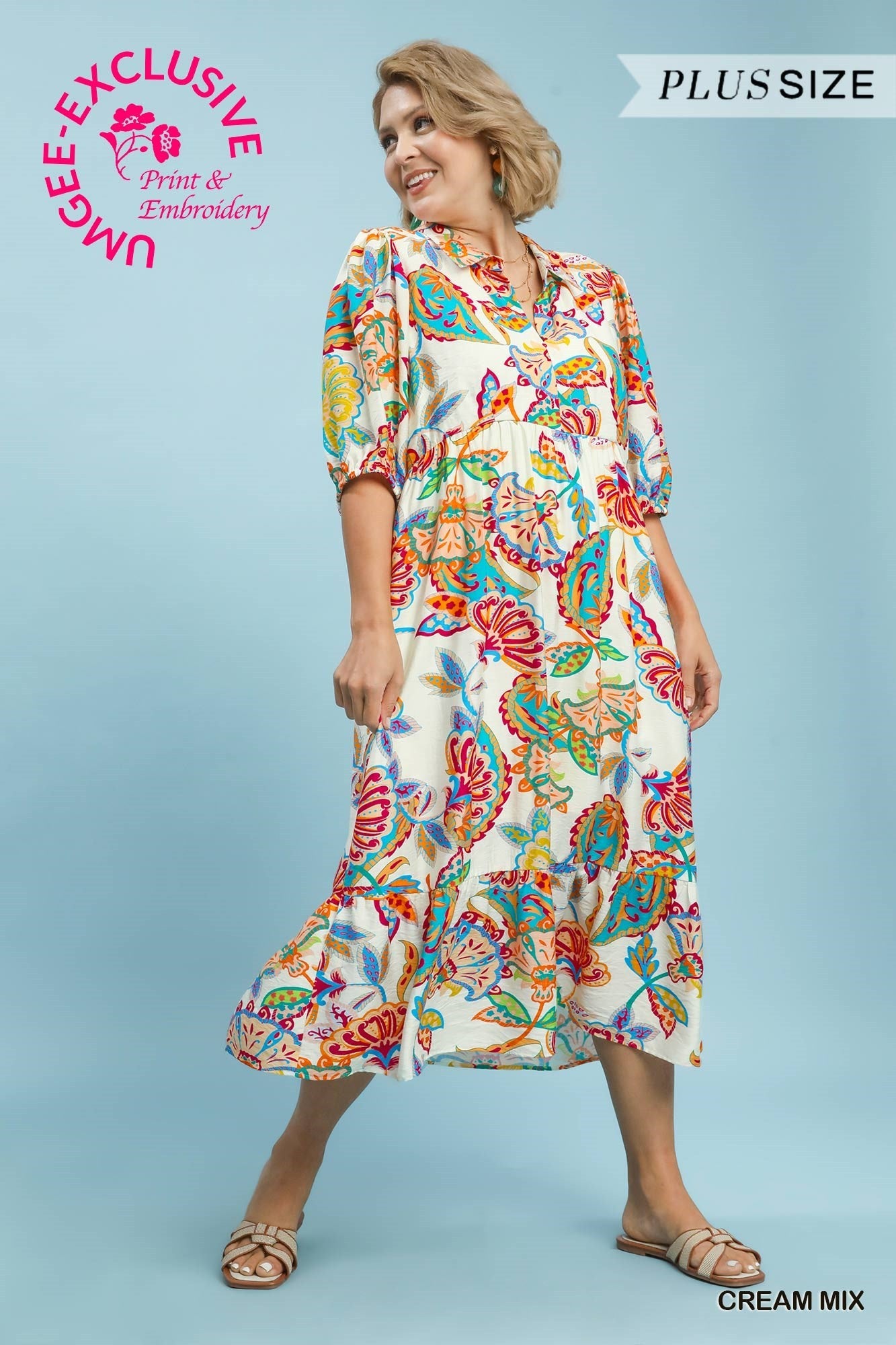 Umgee Mix Paisley Print Maxi Dress-Curvy/Plus Maxi Dresses-Umgee-Deja Nu Boutique, Women's Fashion Boutique in Lampasas, Texas