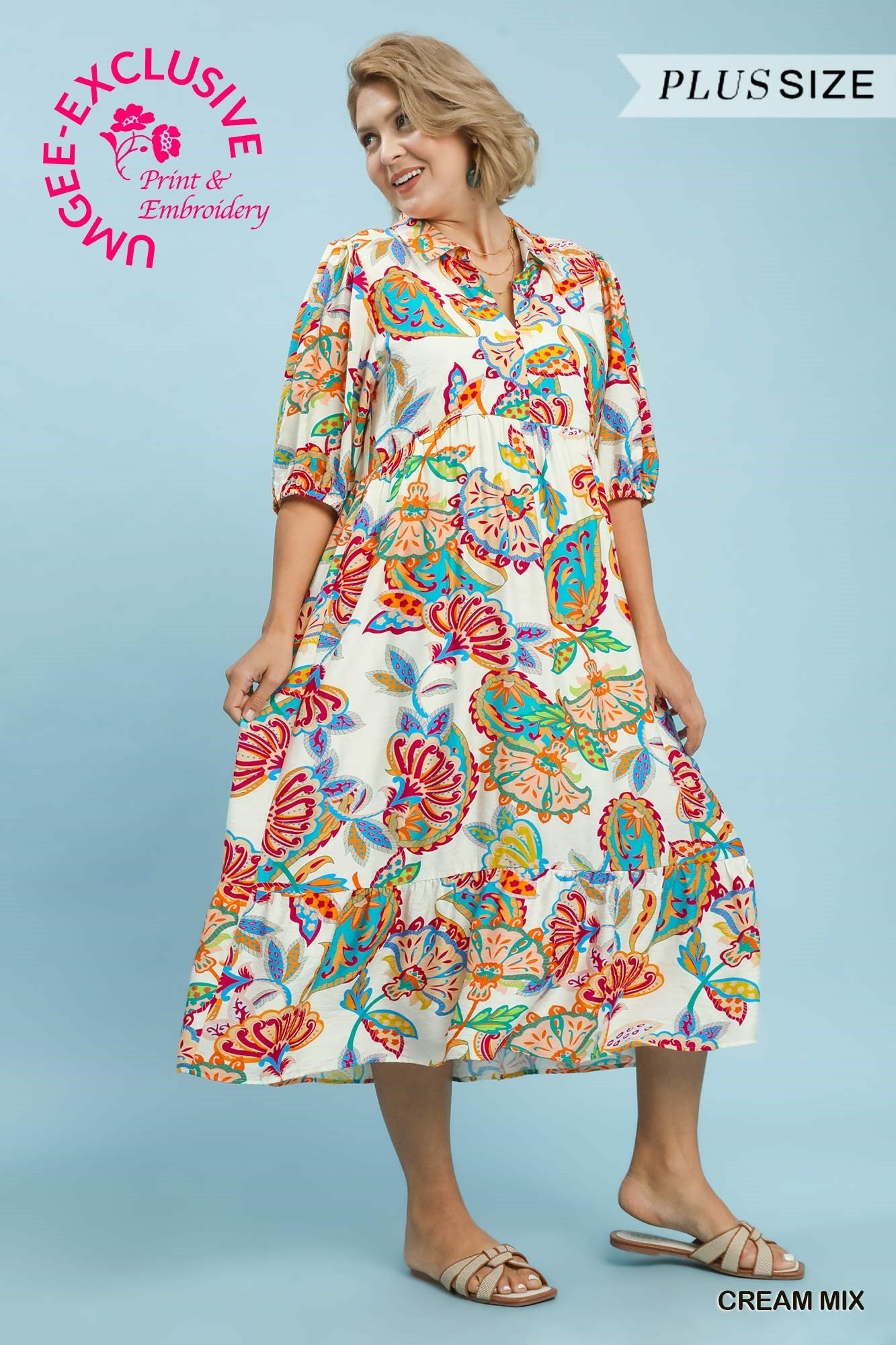 Umgee Mix Paisley Print Maxi Dress-Curvy/Plus Maxi Dresses-Umgee-Deja Nu Boutique, Women's Fashion Boutique in Lampasas, Texas
