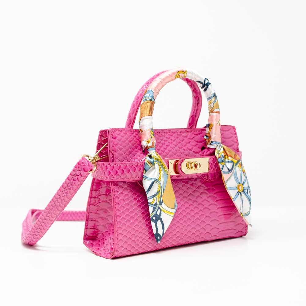 Tiny Treats and ZOMI GEMS Crocodile Scarf Handbag in Hot Pink-Kids Handbag-Tiny Treats and ZOMI GEMS-Deja Nu Boutique, Women's Fashion Boutique in Lampasas, Texas