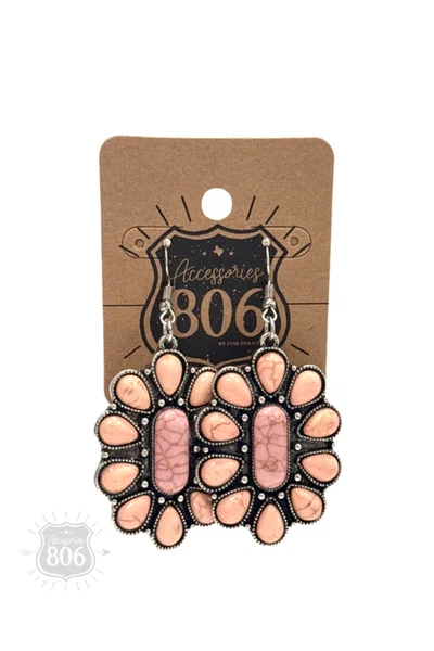 806 By Pink Panache Coral Flower Concho Earring-Earrings-806 By Pink Panache-Deja Nu Boutique, Women's Fashion Boutique in Lampasas, Texas