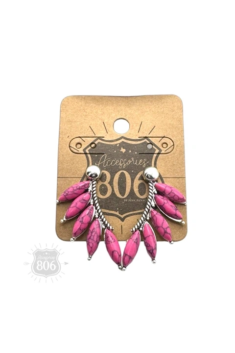 806 By Pink Panache Hot Pink Five Stone Earring Climber-Earrings-806 By Pink Panache-Deja Nu Boutique, Women's Fashion Boutique in Lampasas, Texas