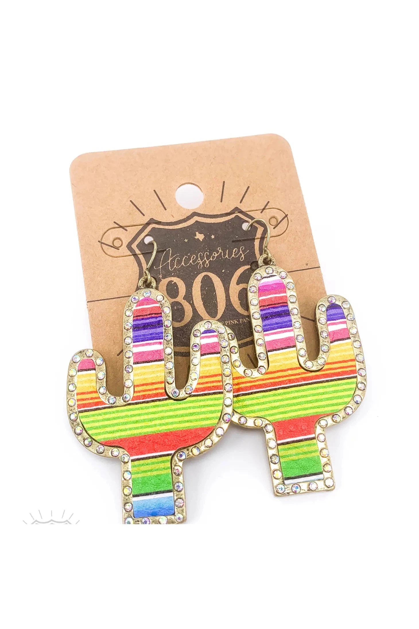 806 By Pink Panache Serape Cactus Earrings-Earrings-Pink Panache-Deja Nu Boutique, Women's Fashion Boutique in Lampasas, Texas