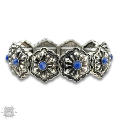 806 By Pink Panache Western Stamped Denim Stone Concho Bracelet-Bracelets-806 By Pink Panache-Deja Nu Boutique, Women's Fashion Boutique in Lampasas, Texas