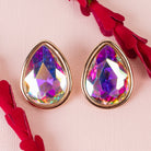 AB Teardrop Stud Earrings – Iridescent Aurora Borealis Crystal-Earrings-Deja Nu Tx-Deja Nu Boutique, Women's Fashion Boutique in Lampasas, Texas