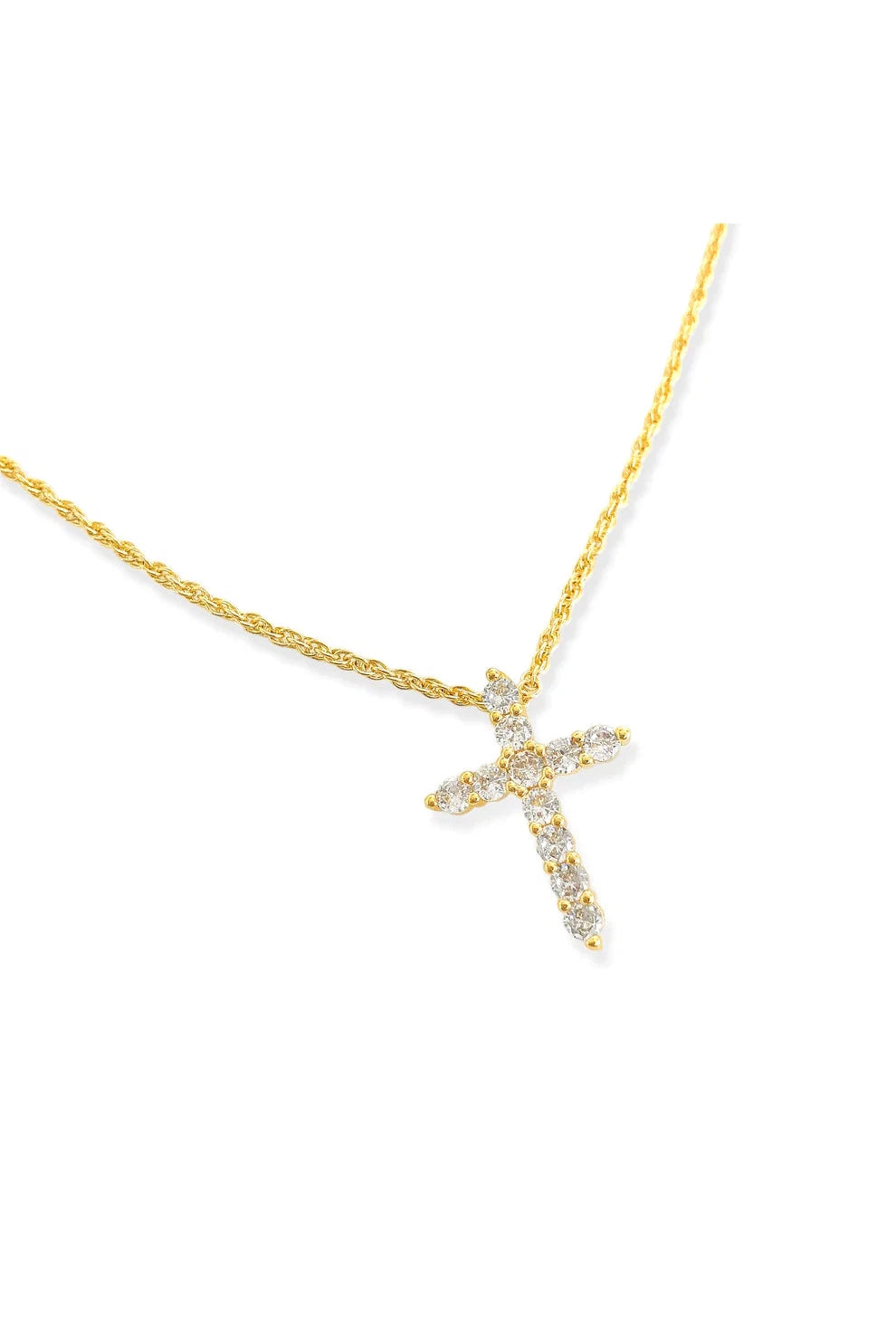 Omg Bling CZ Cross Necklace In Gold-Necklaces-OMG BLINGS-Deja Nu Boutique, Women's Fashion Boutique in Lampasas, Texas