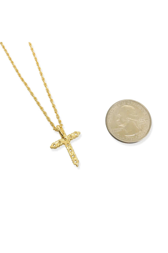 Omg Bling CZ Cross Necklace In Gold-Necklaces-OMG BLINGS-Deja Nu Boutique, Women's Fashion Boutique in Lampasas, Texas