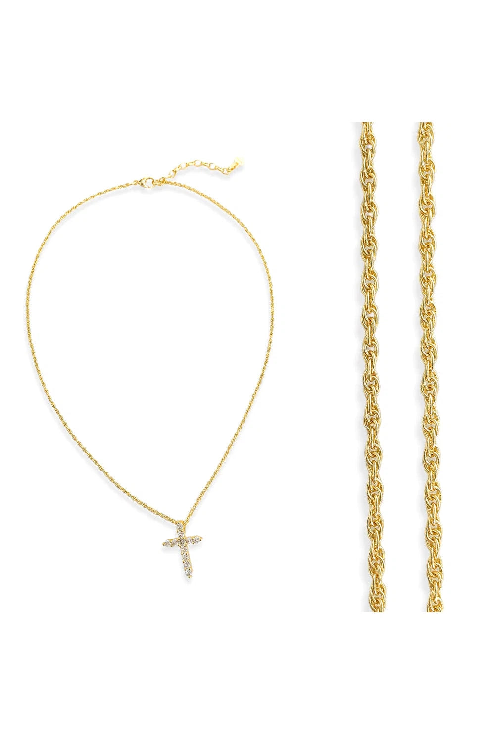 Omg Bling CZ Cross Necklace In Gold-Necklaces-OMG BLINGS-Deja Nu Boutique, Women's Fashion Boutique in Lampasas, Texas