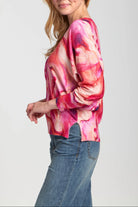 APNY Berry Marble Printed V-Neck Pullover-Sweaters-APNY-Deja Nu Boutique, Women's Fashion Boutique in Lampasas, Texas