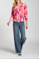 APNY Berry Marble Printed V-Neck Pullover-Sweaters-APNY-Deja Nu Boutique, Women's Fashion Boutique in Lampasas, Texas