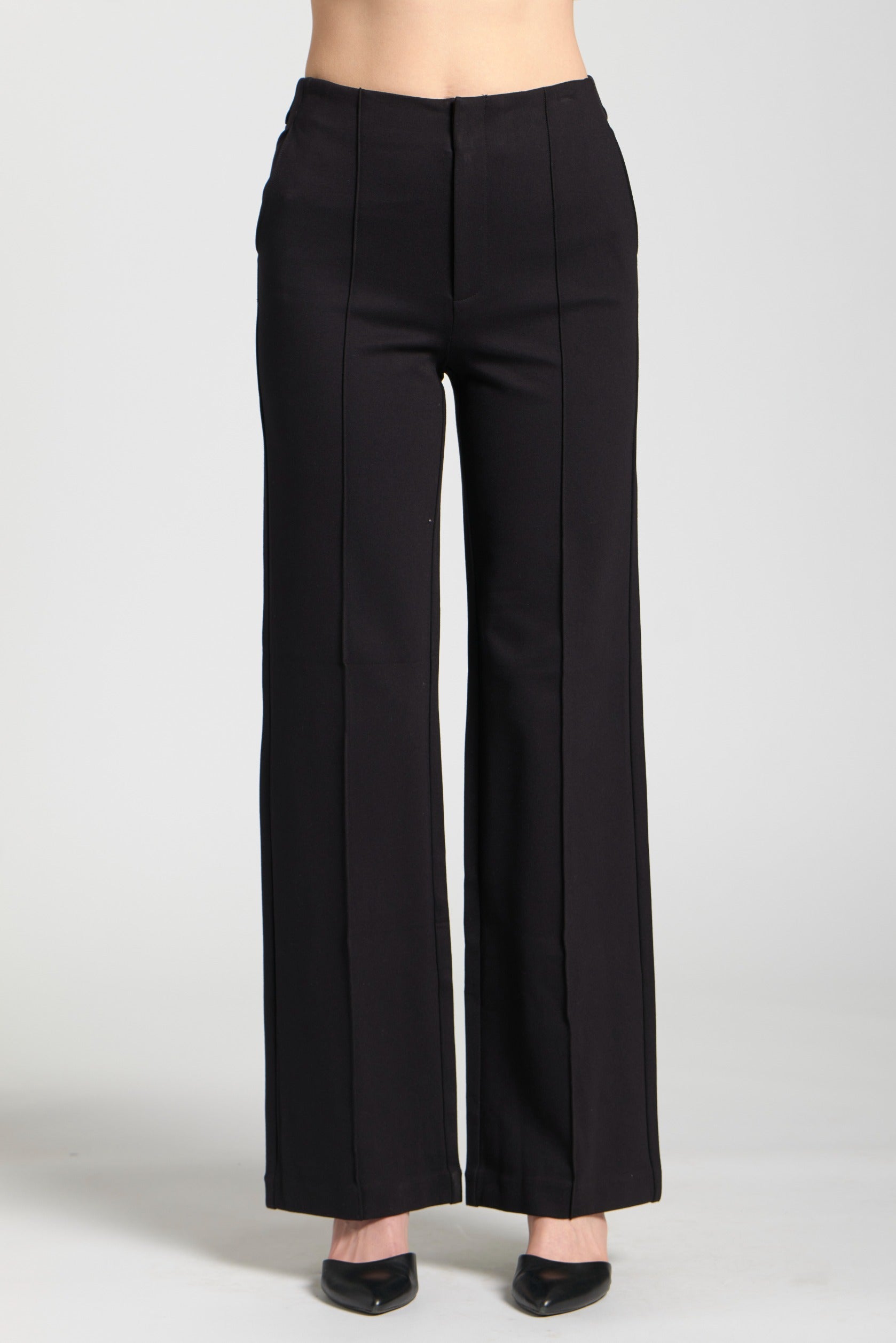 APNY Black Front Zip Pant with Pin-Tucked Leg-Bottoms-APNY-Deja Nu Boutique, Women's Fashion Boutique in Lampasas, Texas