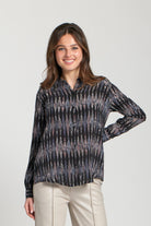 APNY Black Multi Button-Up Blouse with Roll-Up Sleeves-Tops-APNY-Deja Nu Boutique, Women's Fashion Boutique in Lampasas, Texas