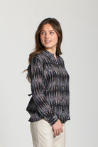 APNY Black Multi Button-Up Blouse with Roll-Up Sleeves-Tops-APNY-Deja Nu Boutique, Women's Fashion Boutique in Lampasas, Texas