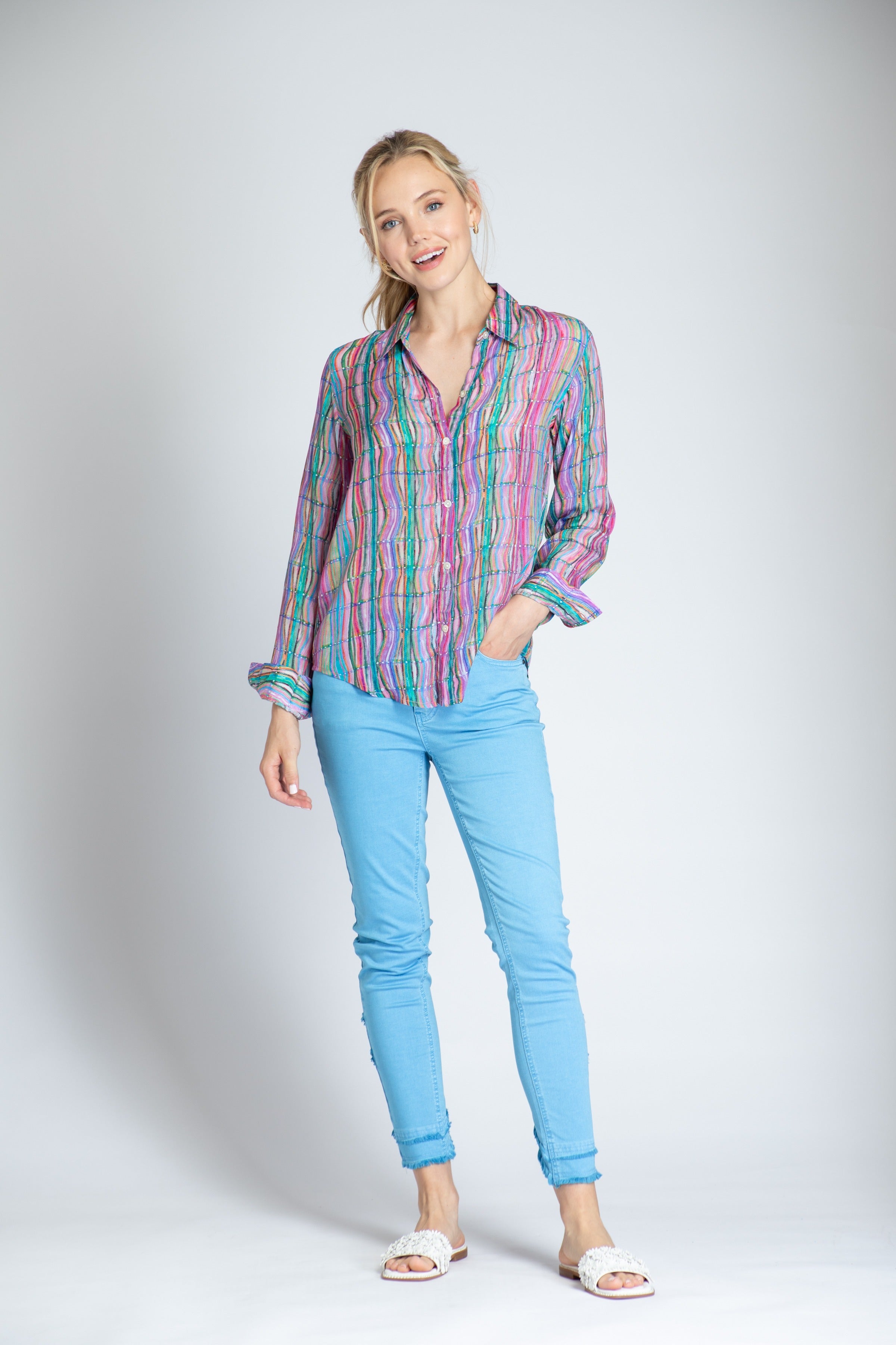 APNY Candle Wax Button-Front Shirt-Tops-APNY-Deja Nu Boutique, Women's Fashion Boutique in Lampasas, Texas