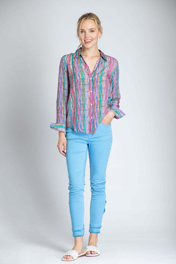 APNY Candle Wax Button-Front Shirt-Tops-APNY-Deja Nu Boutique, Women's Fashion Boutique in Lampasas, Texas