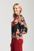 APNY Enchanted Garden Puff Sleeve Blouse with Ruched Collar-Tops-APNY-Deja Nu Boutique, Women's Fashion Boutique in Lampasas, Texas