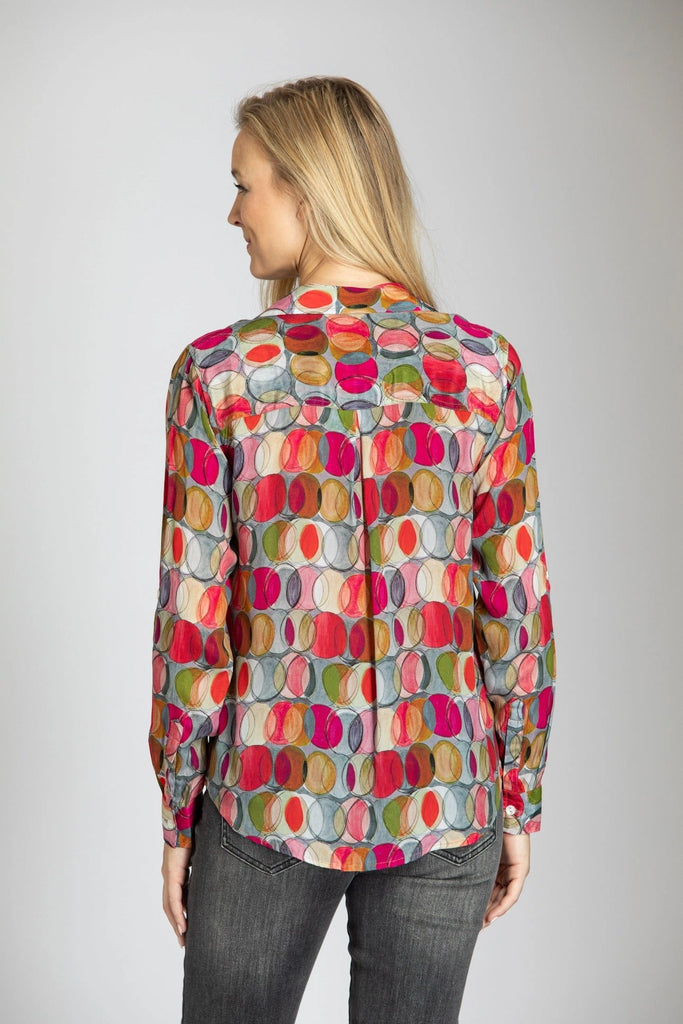 APNY Overlapping Red Circles Print Shirt-Tops-APNY-Deja Nu Boutique, Women's Fashion Boutique in Lampasas, Texas