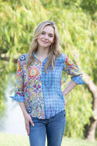 APNY Painted Tile Button-Front Shirt-Tops-APNY-Deja Nu Boutique, Women's Fashion Boutique in Lampasas, Texas