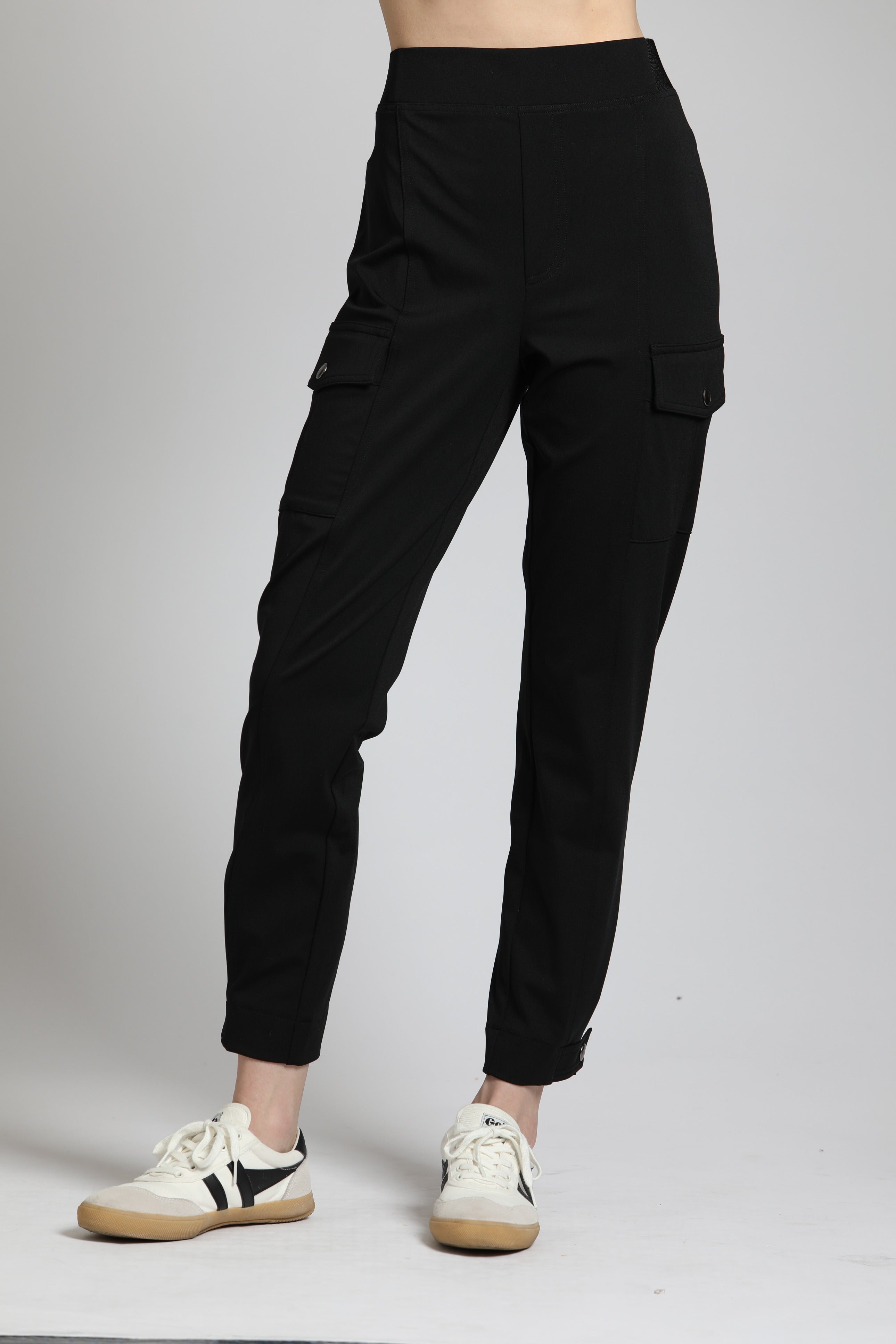 APNY Ponte Pull-On Cargo Pant In Black-Pants-APNY-Deja Nu Boutique, Women's Fashion Boutique in Lampasas, Texas