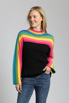 APNY Rainbow Stripe Funnel Neck Sweater-Sweaters-APNY-Deja Nu Boutique, Women's Fashion Boutique in Lampasas, Texas