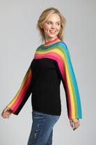 APNY Rainbow Stripe Funnel Neck Sweater-Sweaters-APNY-Deja Nu Boutique, Women's Fashion Boutique in Lampasas, Texas