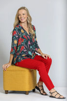 APNY Red Pull-On Ponte Pant with Split Hem-Bottoms-APNY-Deja Nu Boutique, Women's Fashion Boutique in Lampasas, Texas