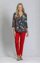 APNY Red Pull-On Ponte Pant with Split Hem-Bottoms-APNY-Deja Nu Boutique, Women's Fashion Boutique in Lampasas, Texas