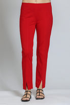 APNY Red Pull-On Ponte Pant with Split Hem-Bottoms-APNY-Deja Nu Boutique, Women's Fashion Boutique in Lampasas, Texas
