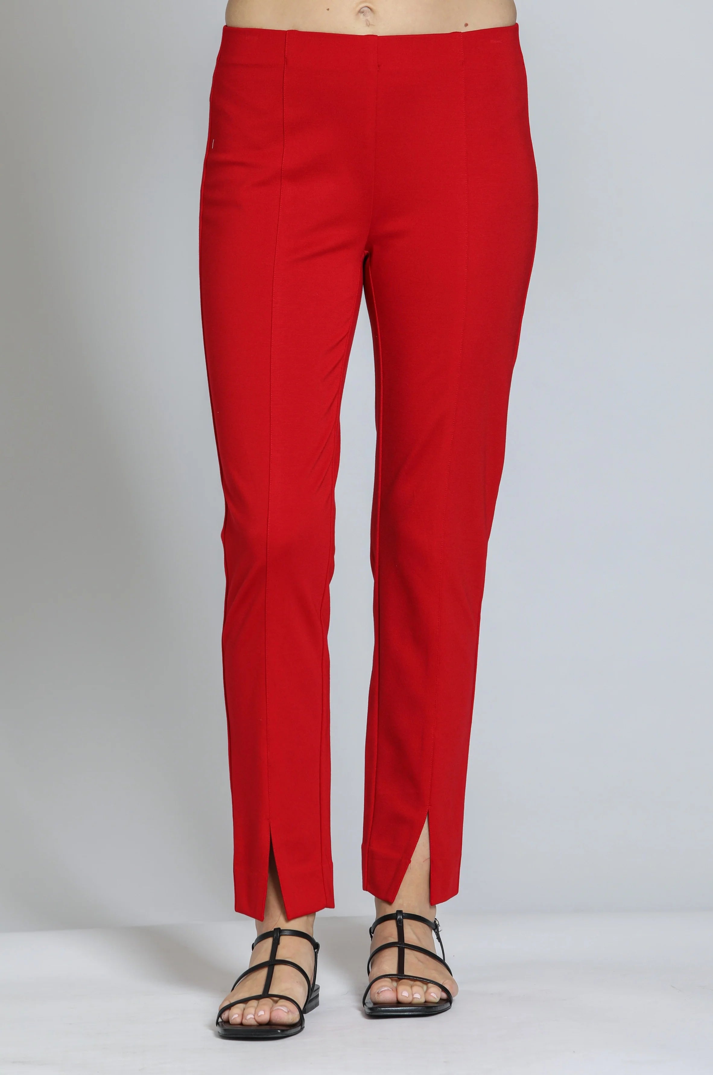 APNY Red Pull-On Ponte Pant with Split Hem-Bottoms-APNY-Deja Nu Boutique, Women's Fashion Boutique in Lampasas, Texas