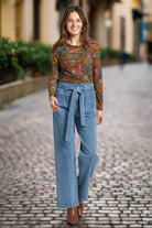 APNY Long Sleeve Mesh Top in Olive Multi A Sheer Floral Layering Tee-Tops-APNY-Deja Nu Boutique, Women's Fashion Boutique in Lampasas, Texas