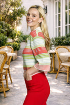 APNY Ribbed Stripe Polo Top Olive Multi-Tops-APNY-Deja Nu Boutique, Women's Fashion Boutique in Lampasas, Texas