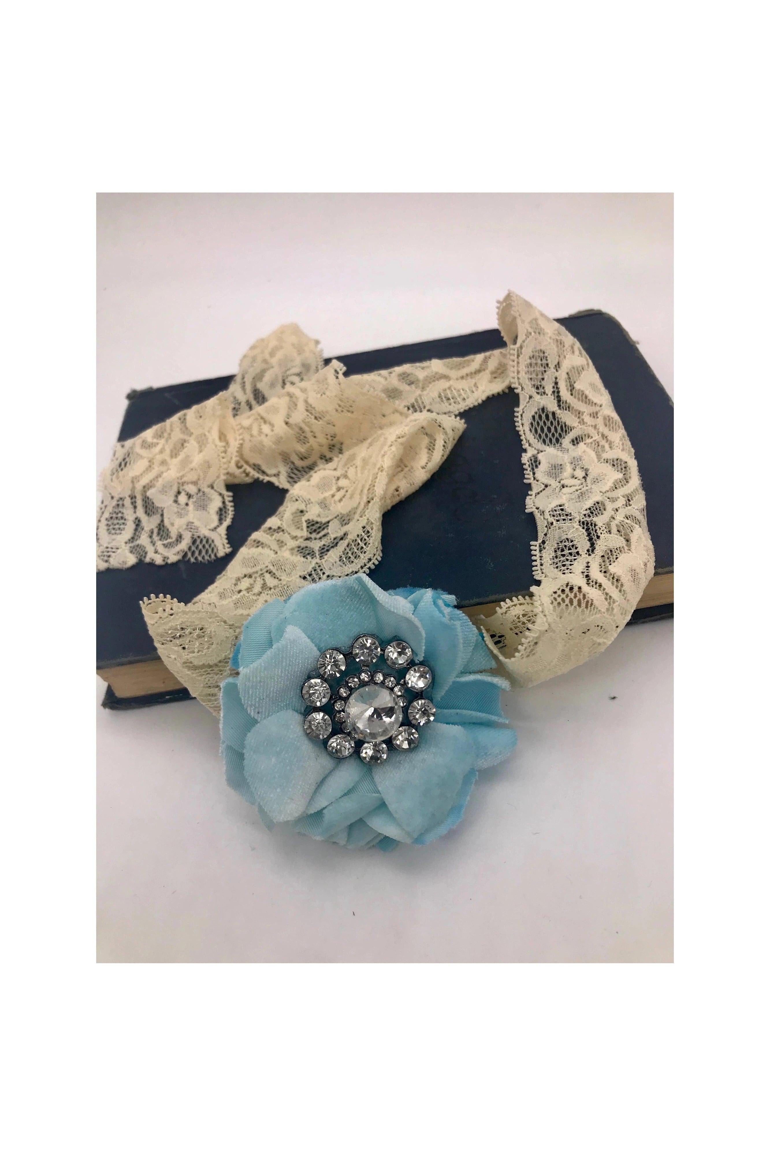 A Rare Bird Hand Dyed Light Blue Vintage Velvet Flower Slide-Tee Shirt Clips-A Rare Bird-Deja Nu Boutique, Women's Fashion Boutique in Lampasas, Texas