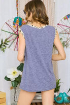 Adora Denim Blue Tank Top With Leopard Print Trim And Pocket-Camis/Tanks-Adora-Deja Nu Boutique, Women's Fashion Boutique in Lampasas, Texas